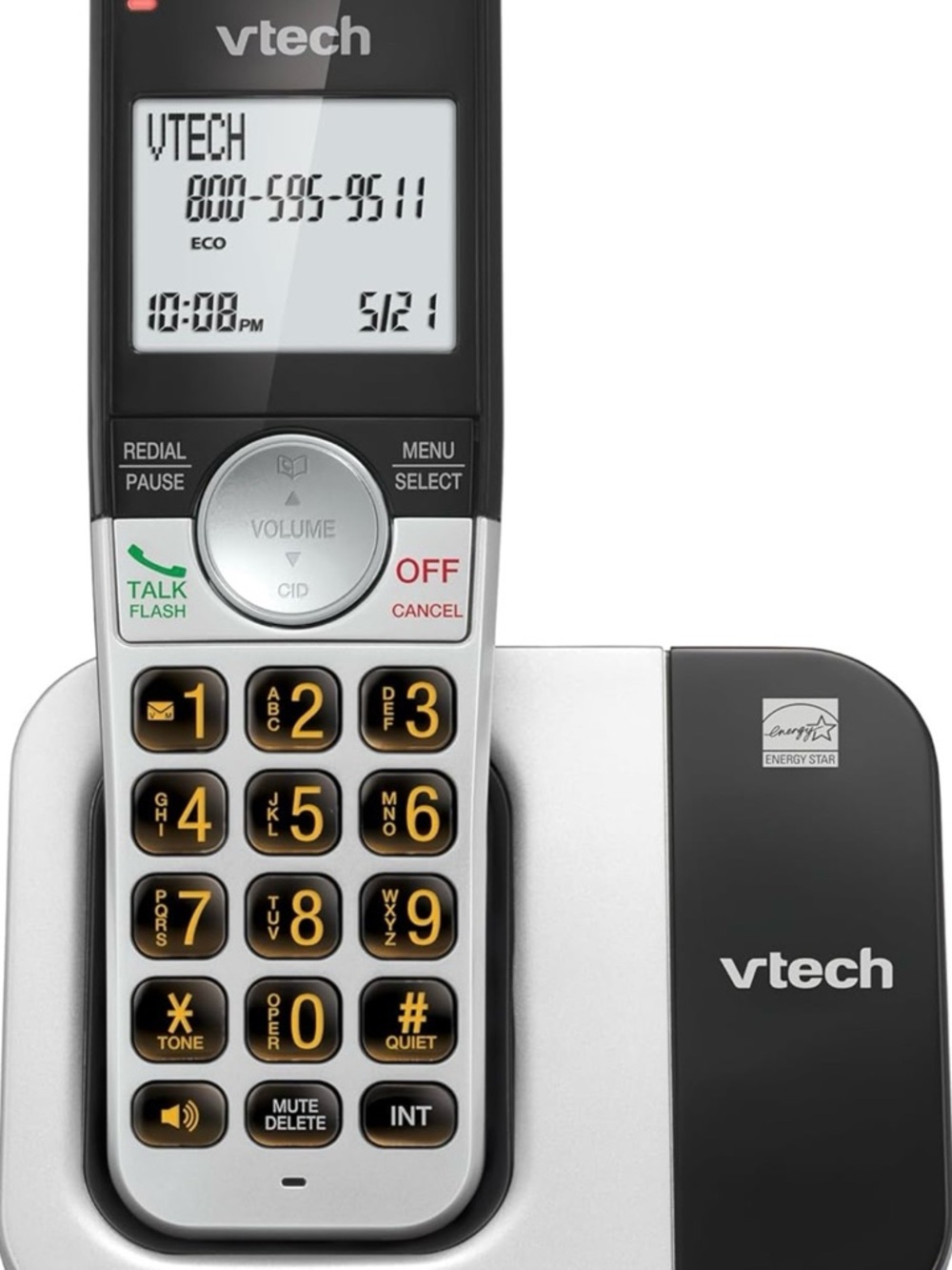 VTech Silver and Black Cordless Phone - Easy-Read Display